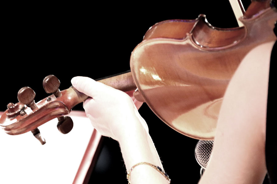 Musicienne tenant un violon